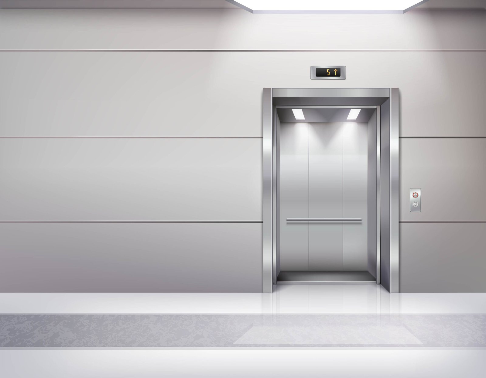 Home realistic empty elevator hall interior